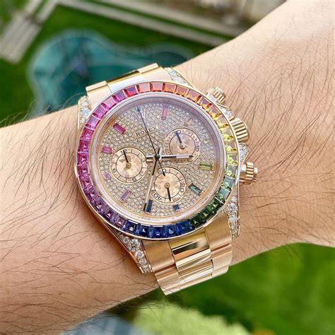 rolex daytona rainbow watch with diamonds|rolex daytona rainbow watch price.